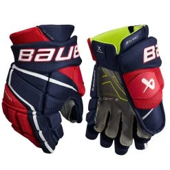 BAUER VAPOR 3X PRO JUNIOR HOCKEY GLOVES -Professional Hockey Equipment Store BAUER VAPOR 3X PRO JUNIOR HOCKEY GLOVES NAVY RED