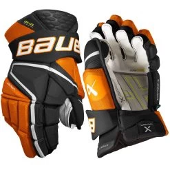 BAUER VAPOR HYPERLITE SENIOR HOCKEY GLOVES -Professional Hockey Equipment Store BAUER VAPOR HYPERLITE HOCKEY GLOVES BLACK ORANGE