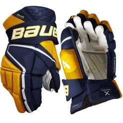 BAUER VAPOR HYPERLITE SENIOR HOCKEY GLOVES -Professional Hockey Equipment Store BAUER VAPOR HYPERLITE HOCKEY GLOVES NAVY GOLD