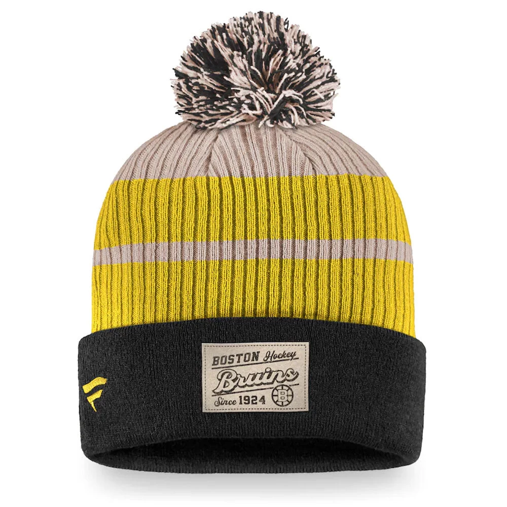 BOSTON BRUINS FANATICS MEN'S TRUE CLASSICS BEANIE CUFF POM TOQUE 2 BOSTON BRUINS FANATICS MEN'S TRUE CLASSICS BEANIE CUFF POM TOQUE - Image 2