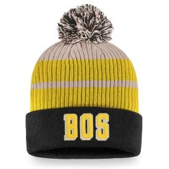 BOSTON BRUINS FANATICS MEN'S TRUE CLASSICS BEANIE CUFF POM TOQUE