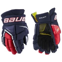 BAUER SUPREME 3S JUNIOR HOCKEY GLOVES -Professional Hockey Equipment Store Bauer Supreme 3S Junior Hockey Gloves Navy Red White