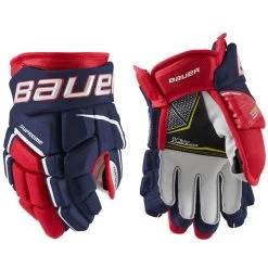 BAUER SUPREME 3S PRO JUNIOR HOCKEY GLOVES -Professional Hockey Equipment Store Bauer Supreme 3S Pro Junior Hockey Gloves Navy Red White