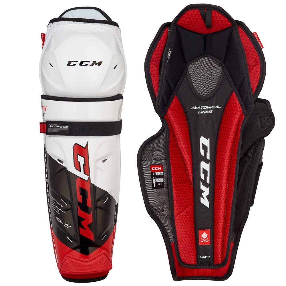 CCM JETSPEED FT4 PRO JUNIOR HOCKEY SHIN PADS 1 CCM JETSPEED FT4 PRO JUNIOR HOCKEY SHIN PADS