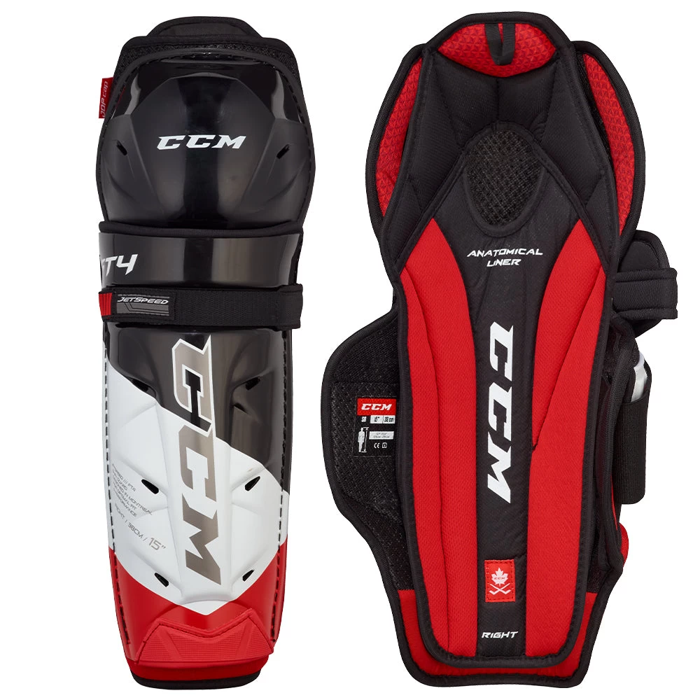 CCM JETSPEED FT4 JUNIOR HOCKEY SHIN PADS 1 CCM JETSPEED FT4 JUNIOR HOCKEY SHIN PADS