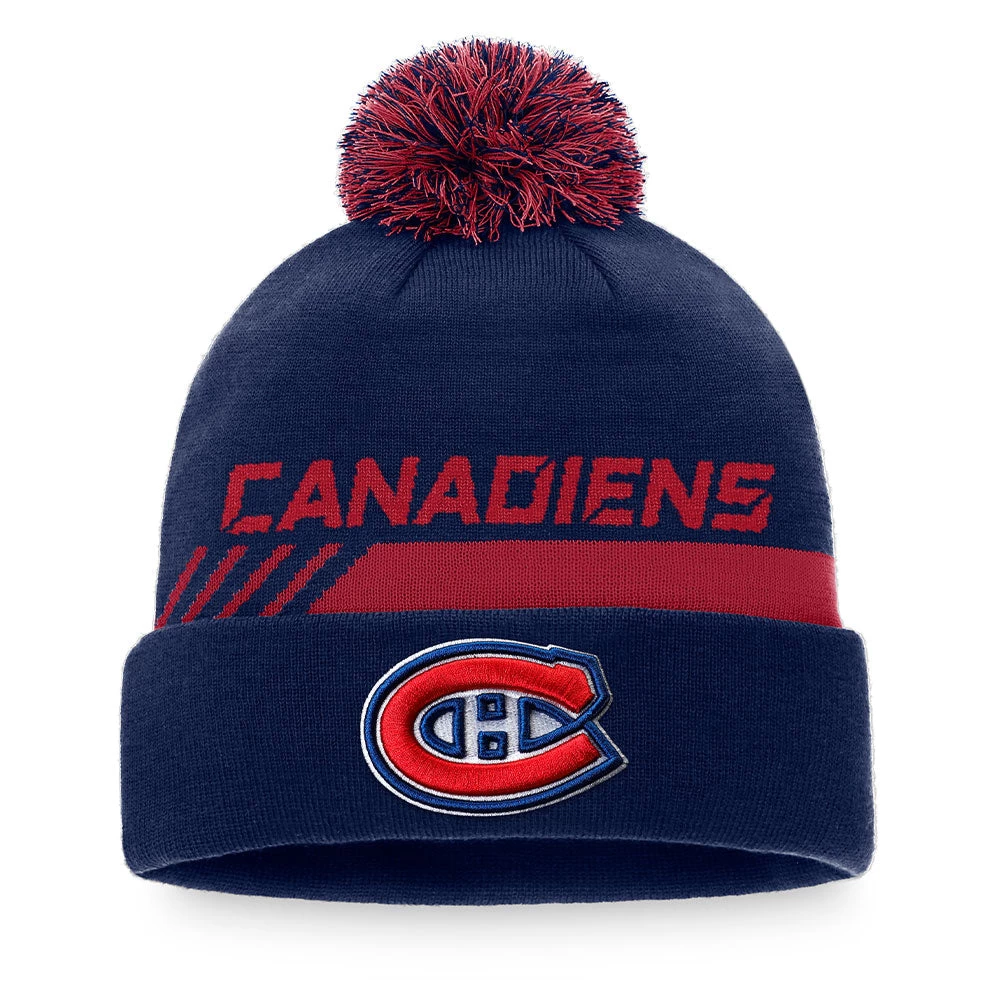 MONTREAL CANADIENS FANATICS MEN'S AUTHENTIC PRO LOCKER ROOM BEANIE CUFF POM TOQUE 1 MONTREAL CANADIENS FANATICS MEN'S AUTHENTIC PRO LOCKER ROOM BEANIE CUFF POM TOQUE