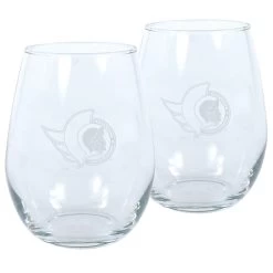 Mustang OTTAWA SENATORS 17OZ STEMLESS WINE GLASS SET - 2 PACK