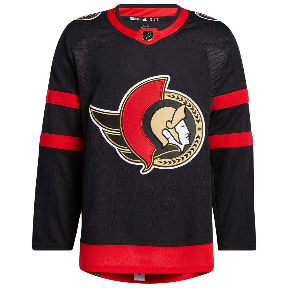 OTTAWA SENATORS ADIDAS ADIZERO PRIMEGREEN AUTHENTIC BLACK HOME JERSEY 1 OTTAWA SENATORS ADIDAS ADIZERO PRIMEGREEN AUTHENTIC BLACK HOME JERSEY