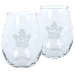 Mustang TORONTO MAPLE LEAFS 17OZ STEMLESS WINE GLASS SET - 2 PACK